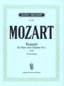 Mozart - Concerto pour cor n° 1 D-Dur KV 412 386b pour cor en ré ou fa et piano