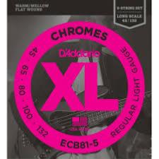 D'Addario Chromes ECB81-5 (45-132) Filets Plats 5 Cordes
