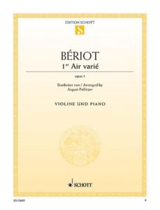 BERIOT - 1er Air varié op. 1 pour violon et piano